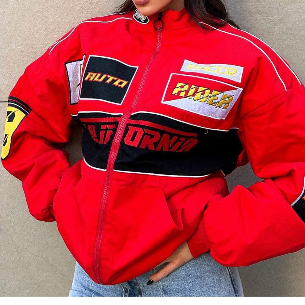 Racer bomber jacket red